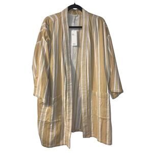 Eileen Fisher Women's Organic Cotton Kimono Jacket OS One Size Longline Coastal